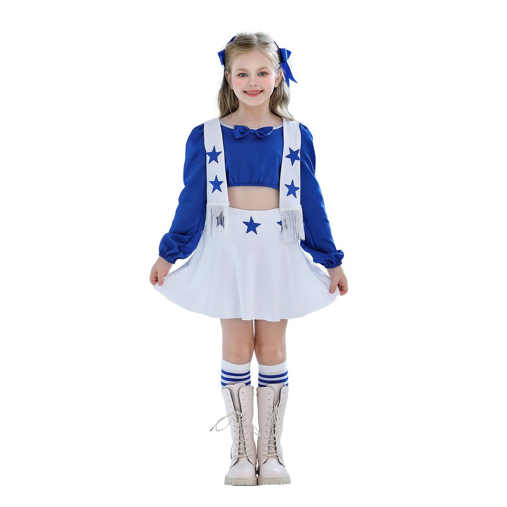 Halloween Kinderkostüm Dallas Cowboys Cheerleading Kostüm Mädchen Performance Kostüm Mädchen Blaues Cheerleading Kleid