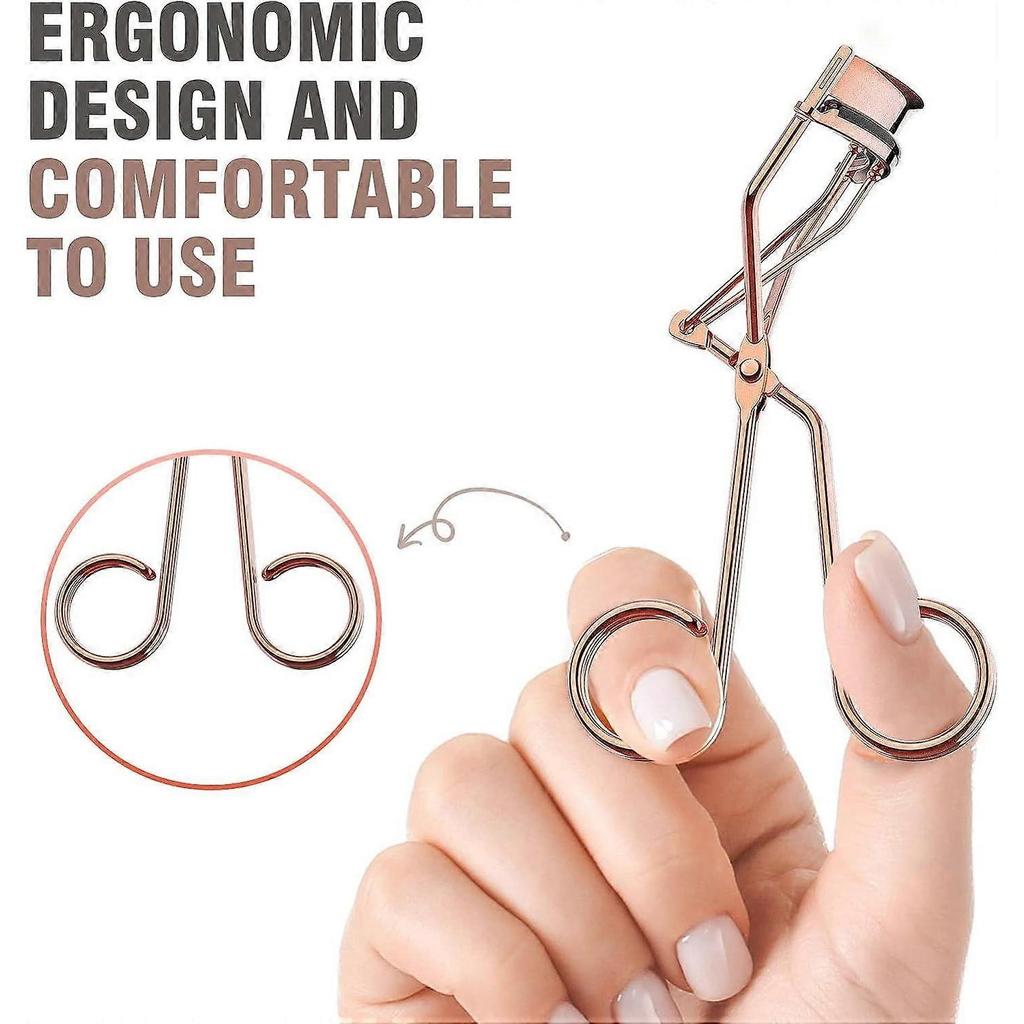 Eyelash Curler with Comb, Professional Volumizing Lash Lift Kit Lash Curler with Refill Pads for Home & Travel Uses, Rose Gold