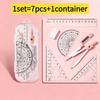 7pcs Geometry Math Kit with Compass, Protractor, Ruler, Divider, Calculator-like Protractor & Geometry Templates - Complete Supplies Set for Students,