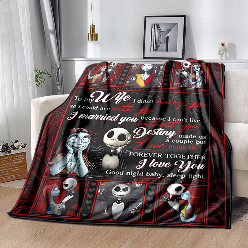 1pc, Cozy Nightmare Before Christmas Home Decor Blanket: Perfect Gift for Your Wife, Ideal Flannel Throw for Bedroom, Living Room, Travel, Camping, Ca