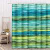 Shower Curtain Abstract Bright Blue and Green Waves Stripped Watercolor Brush Drawn Waterproof Polyester Fabric Set with