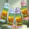 1PC Vintage Venice Travel Poster 750ml Color Plastic Sports Water Bottle Leakproof Flip Straw Lid For Sports Office Home Use