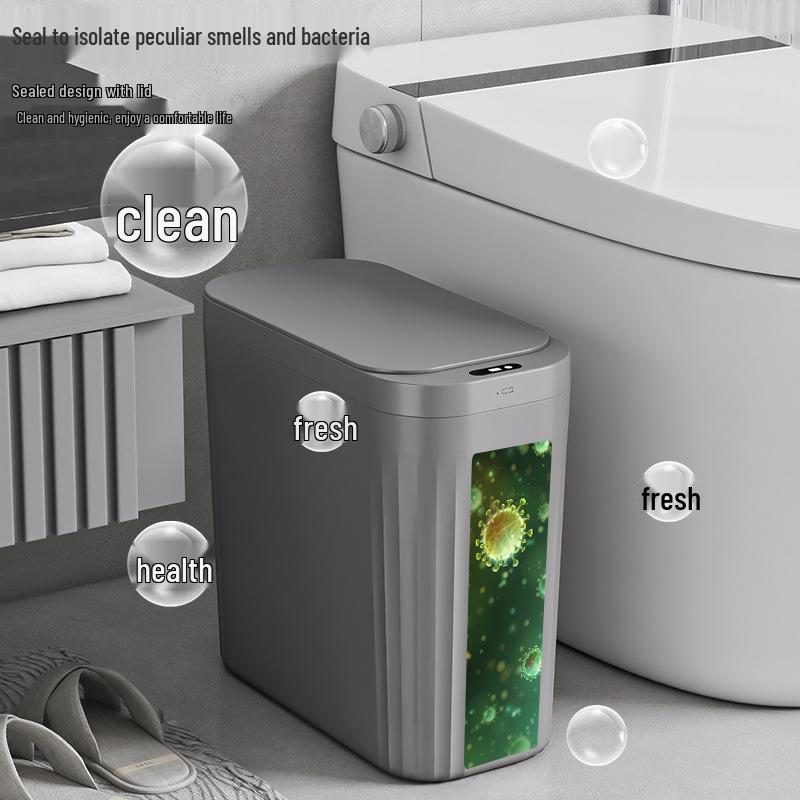 Smart Large-Capacity Trash Can with Lid for Bathroom, Toilet, Kitchen, and Living Room