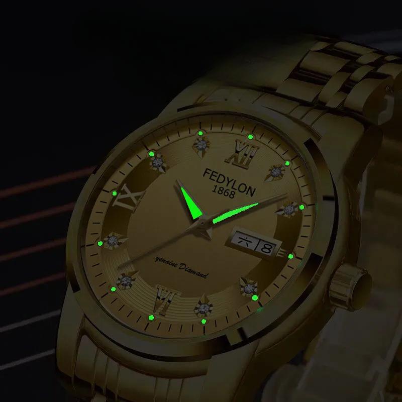 New Automatic Movement Luminous Waterproof Double Calendar Electronic Watch Men's Korean Quartz Mechanical Watch