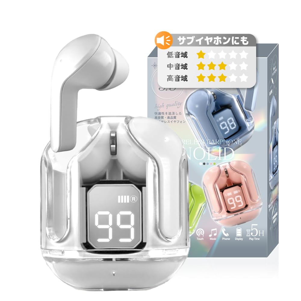 

Bluetooth 5.4 Wireless Earbuds, Compatible with iPhone and Android, Built-in Mic, Calls, Touch Control, Single or Binaural (White)