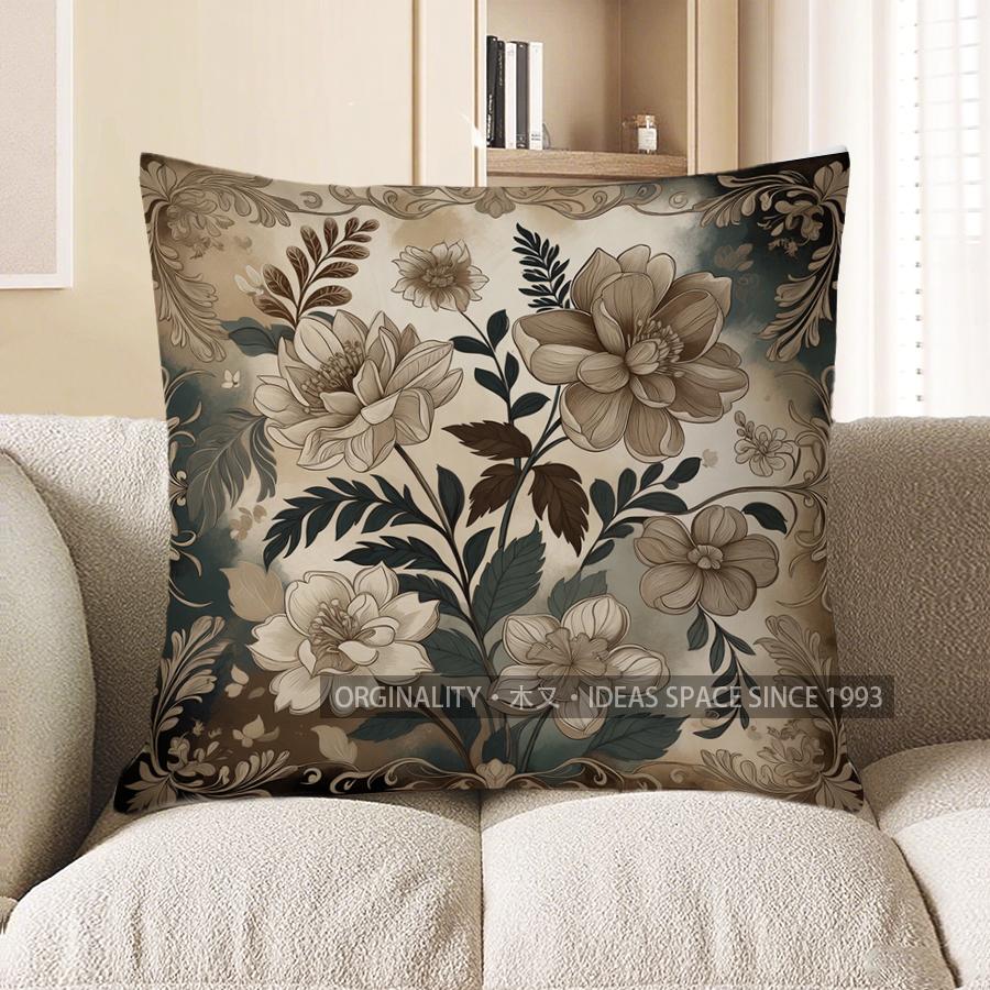 2D Floral Patterned Decorative Pillow Covers For Sofa Pattern Cushion Cover Suitable For Sofa Bedroom Car Pillow Cover