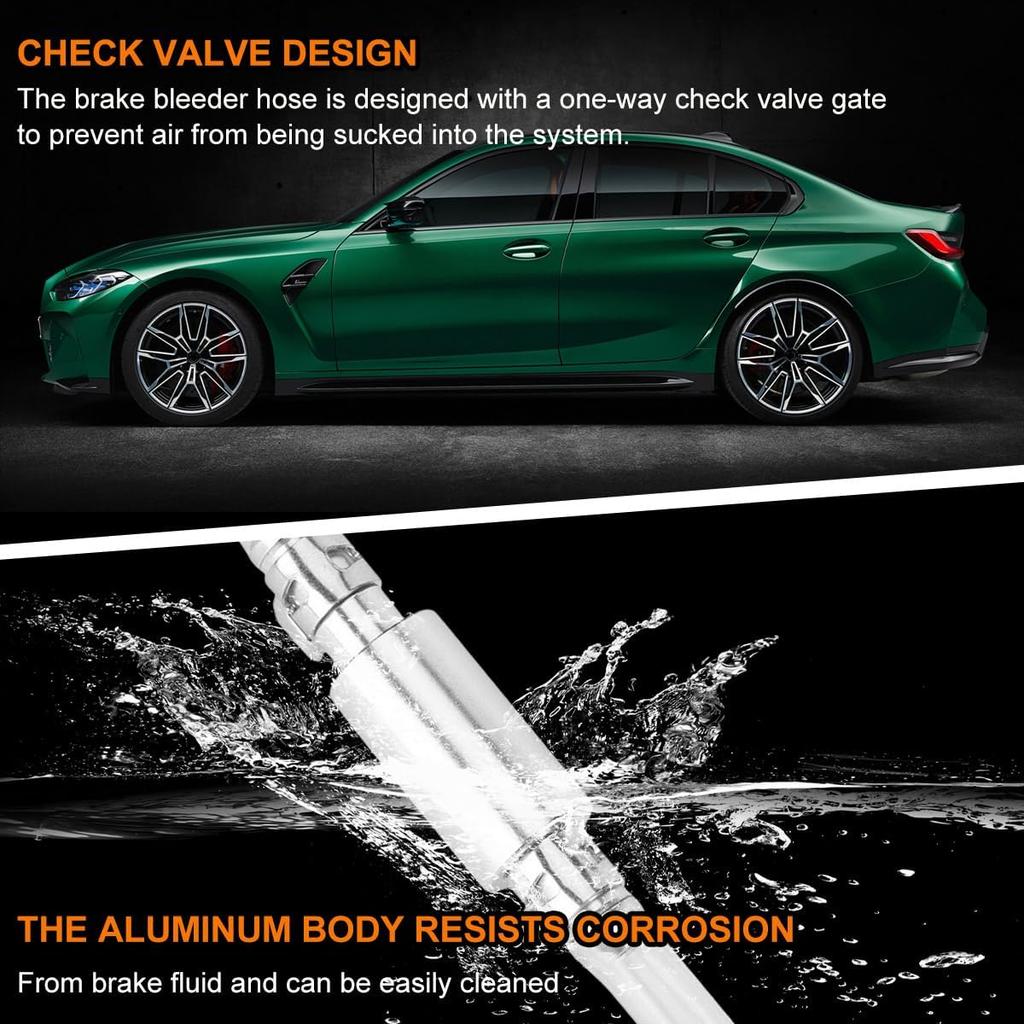 2 PCS Brake Bleeder Hose, One Way Check Valve Tube Bleeding Tool Kit for Motorcycle Clutch, Hydraulic Brake Fluid Bleeder Replacement Hose,