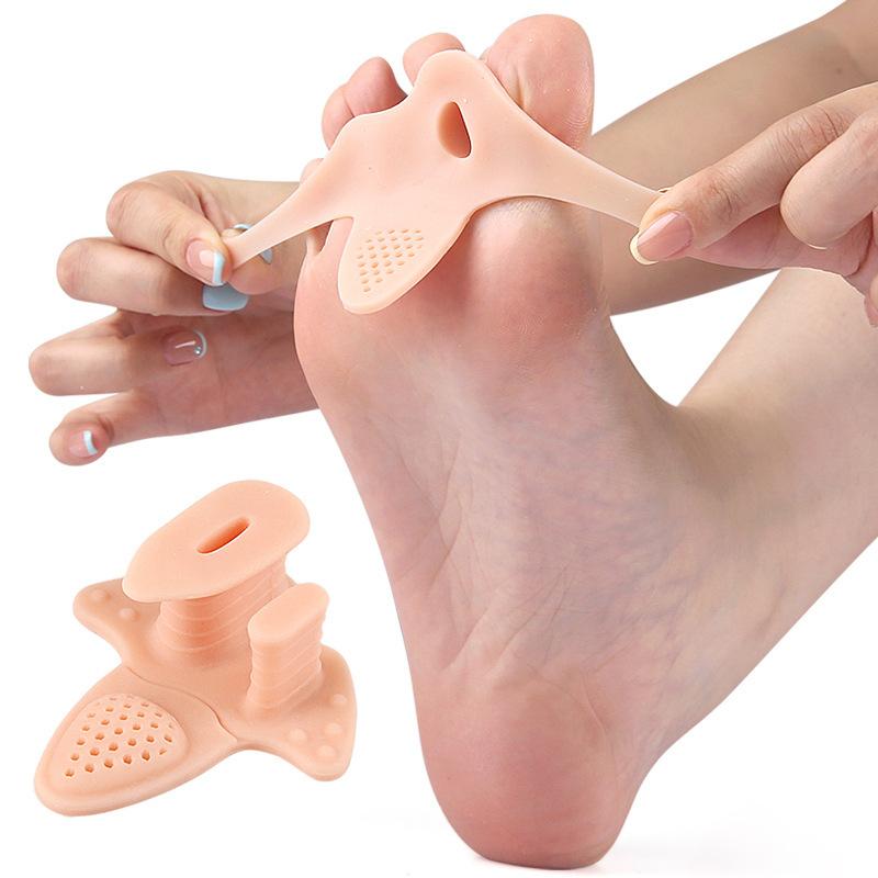 1Pair Silicone Thumb Valgus Toe Separator Soft Shock-Absorbing Massage Forefoot Pad With Holes  Bunion Corrector