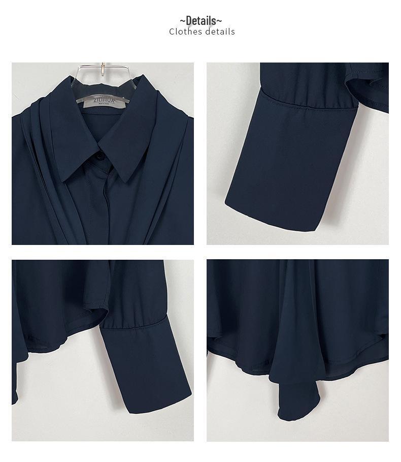 Korean Dongdaemun Gentle Sexy Feminine Ribbon Sheer Long Sleeve Shirt