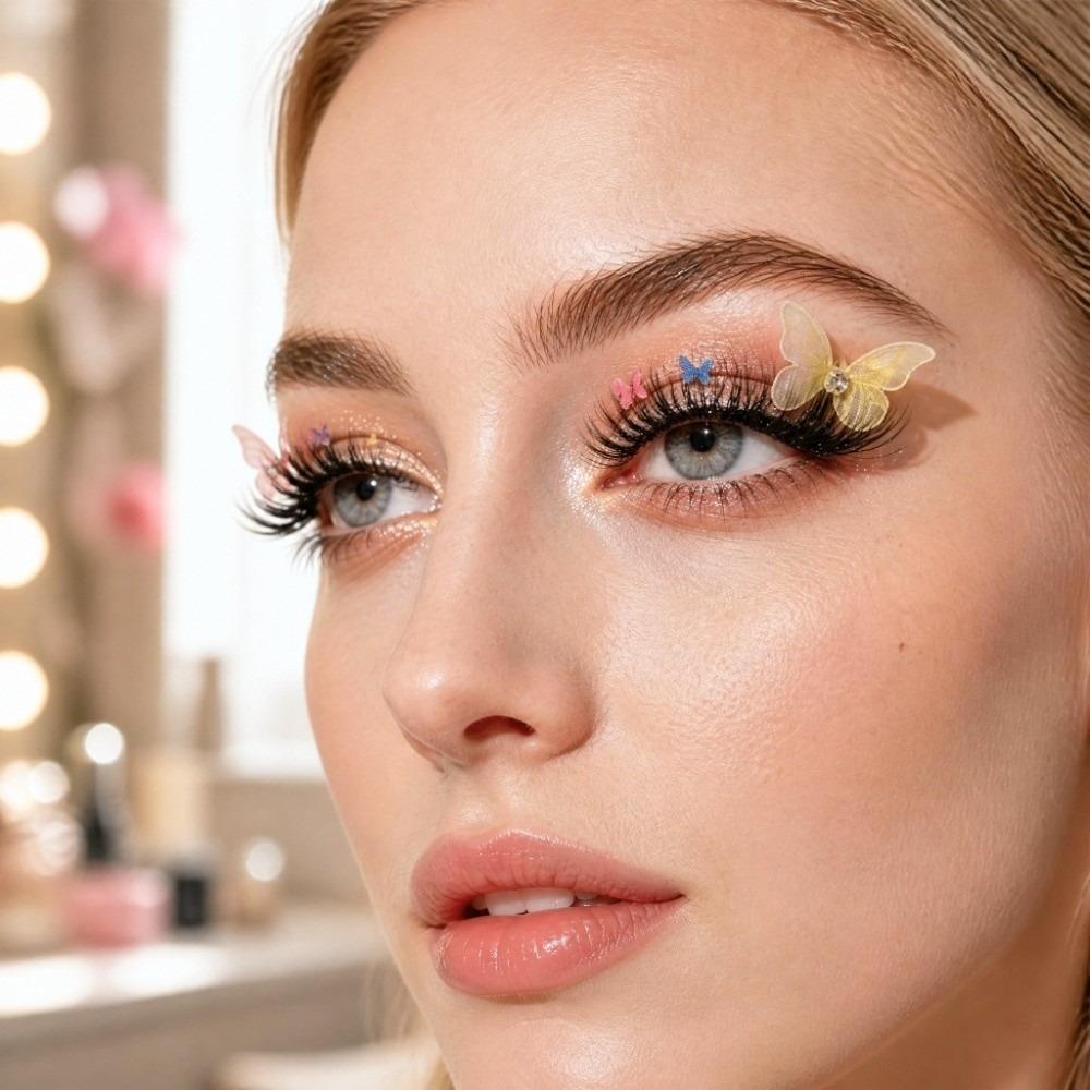 1 Pair Full Strip Reusable Sparkly Lashes Natural to Fluffy Faux Mink False Eyelashes Cosplay