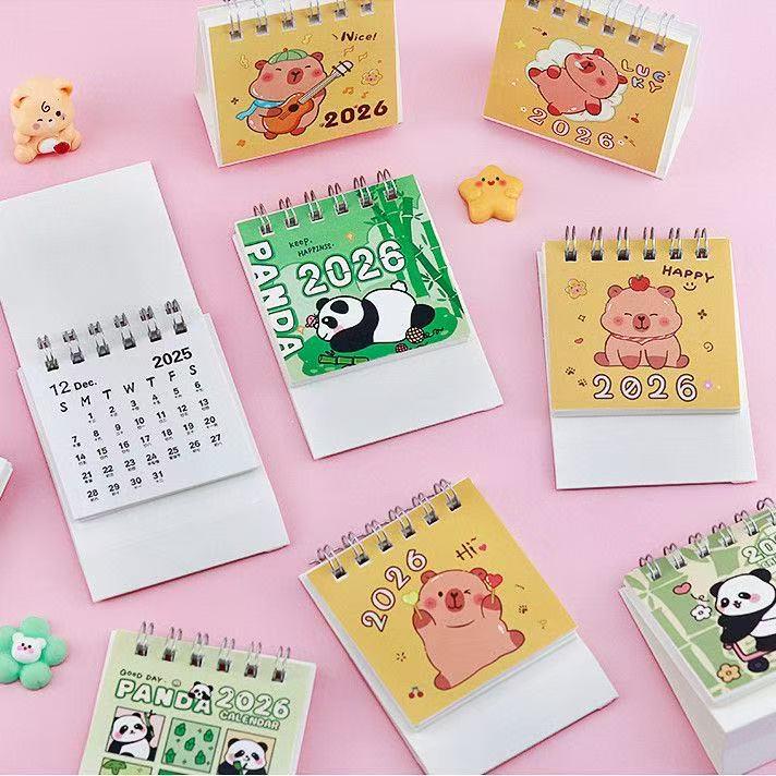 2026 Capybara Cartoon Desk Calendar - Creative Mini Ornament Gift for Children and Students