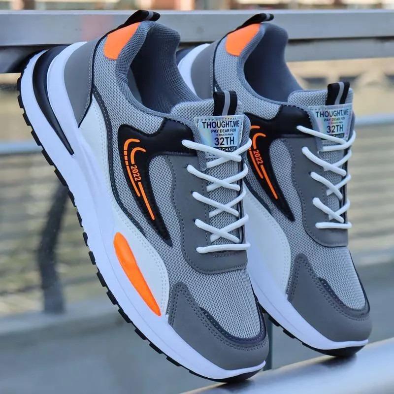 Casual Sports Shoes Low-top Mesh Men's Shoes Fashionable and Simple Sports Style Ultra-light Bottom Leather Men's Running Shoes