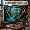 Mushroom Forest Theme Throw Blanket Custom Name Text Personalized Blanket Soft Cozy Blanket for Home Sofa Bed