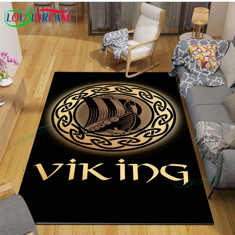 Nordic Viking Mythology Symbols Carpet Room Decor Floor Mats Bedroom Yoga Mat Photography Props Area Rug Birthday Gift