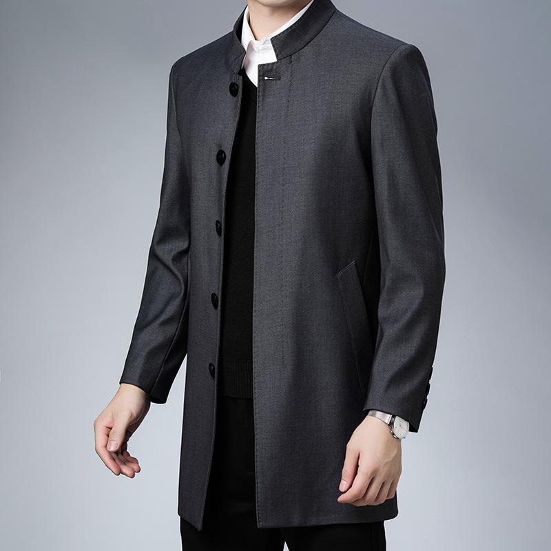 New Medium and Long Men's Spring and Autumn Thin Middle-aged and Elderly Dad Wear Men's Business Casual Jacket