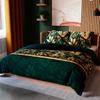 SELVA Green Bedding Set 220x200 Cm - Satin Cotton, Tropical Pattern