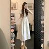 French White V-neck Dress Children's Summer New Popular Beautiful Waist Pinched Beautiful Non-collision Long Dress