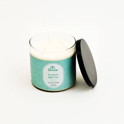 Eucalyptus & Kaffir Lime Triple Wick Glass Candle -Invigorating Fresh Scented Candle for Home & Deccor