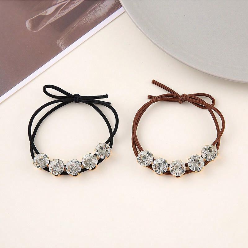 5pcs Women's Light Luxury 5pcs Water Diamond Bow Hairband High Grade Korean Hairstring