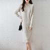 Women Sweater Dress 100% Wool MODERN NEW SAGA Turn-down Collar Knit Long Pullover Winter Jumpers Wool Long Dress Female