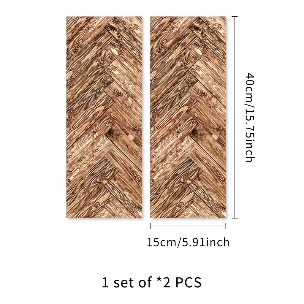 2Pcs 40X15cm PVC Wood Grain Wall Self-Adhesive Sticker Waterproof Living Room Bedroom Wall Decoration Floor Stickers