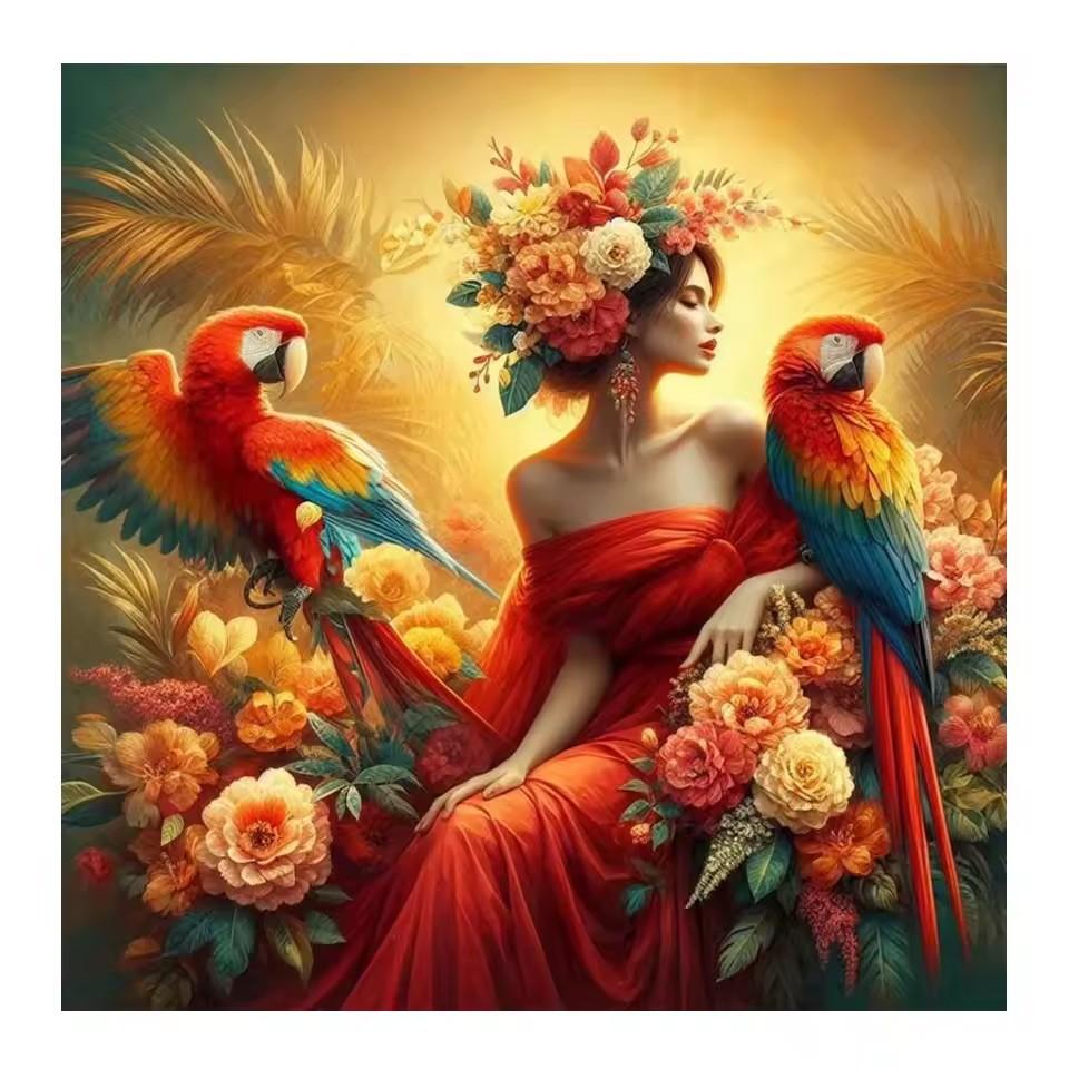 Diamond painting Art 5D DIY Colorful Peony Flowers Beauty Girl Diamond Mosaic Bird Tree 5D Rhinestone Cross Stitch Home Decor