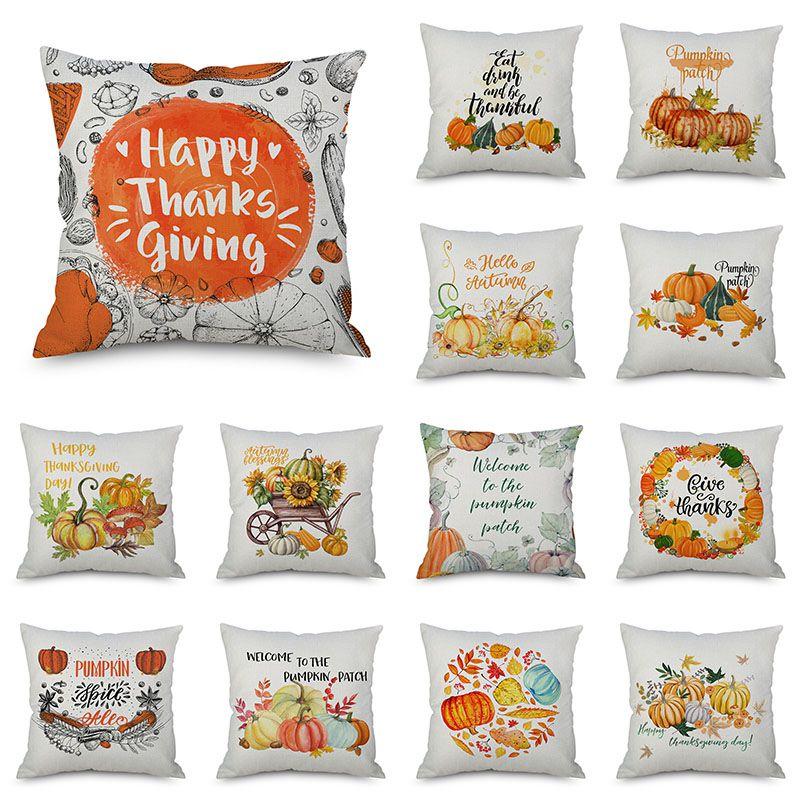 Pumpkin Thanksgiving Throw Pillow Cover Pillowcase Decorative Sofa Cover Cushion