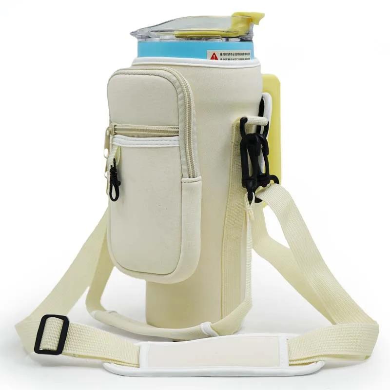 40oz Neoprene Water Bottle Carrier Bag for Stanley Quencher Cup Sleeve with Adjustable Shoulder Strap Water Bottle Holder Pouch