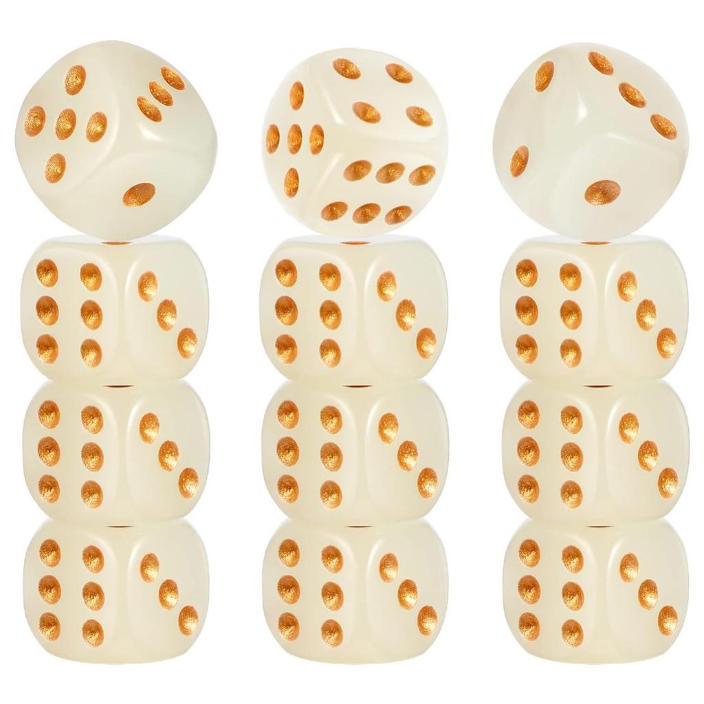 New 10Pcs 16Mm Glow In The Dark Fluorescent Dice Set For Bar Ktv Graduation Singles Party Board Games Trpg D6 Role Playing Dice
