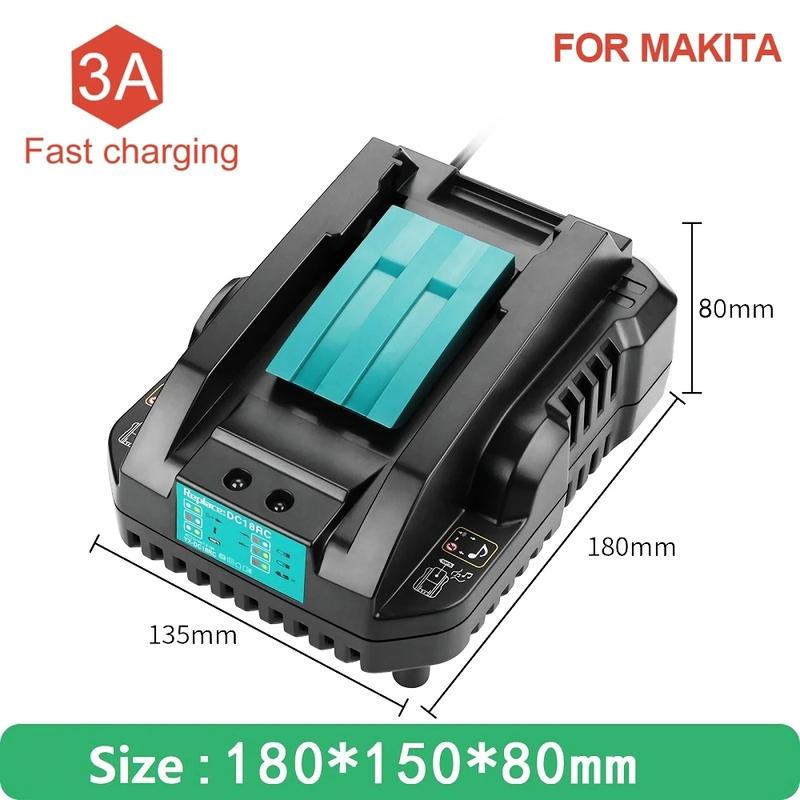 DC18RCT Li-ion Battery Charger for Makita Charger 18V 14.4V BL1830 Bl1430 DC18RC DC18RA Power Tool 3A Charging Current EU Plug