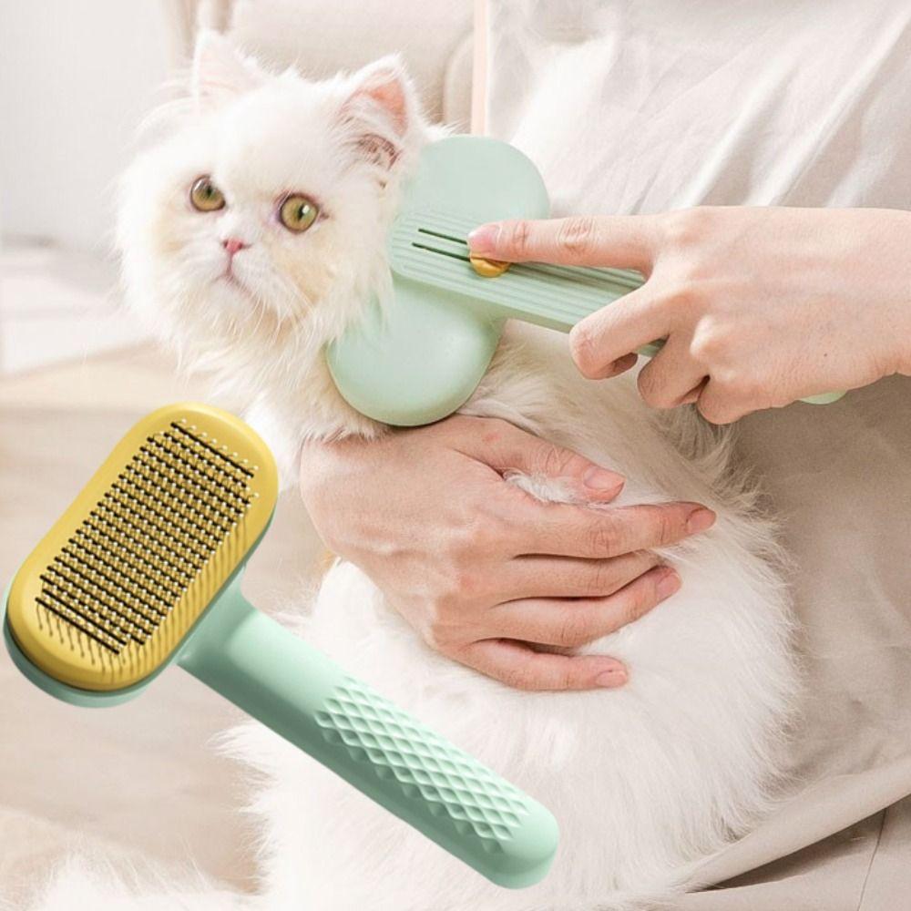 Self-Cleaning Pet Needle Comb Stainless Steel Dog Hair Remover Pet Massage Comb Bath