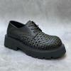 Premium commuter thick-soled trendy shoes hand-woven one-pedal hollowed-out breathable business casual height-increasing leather shoes men