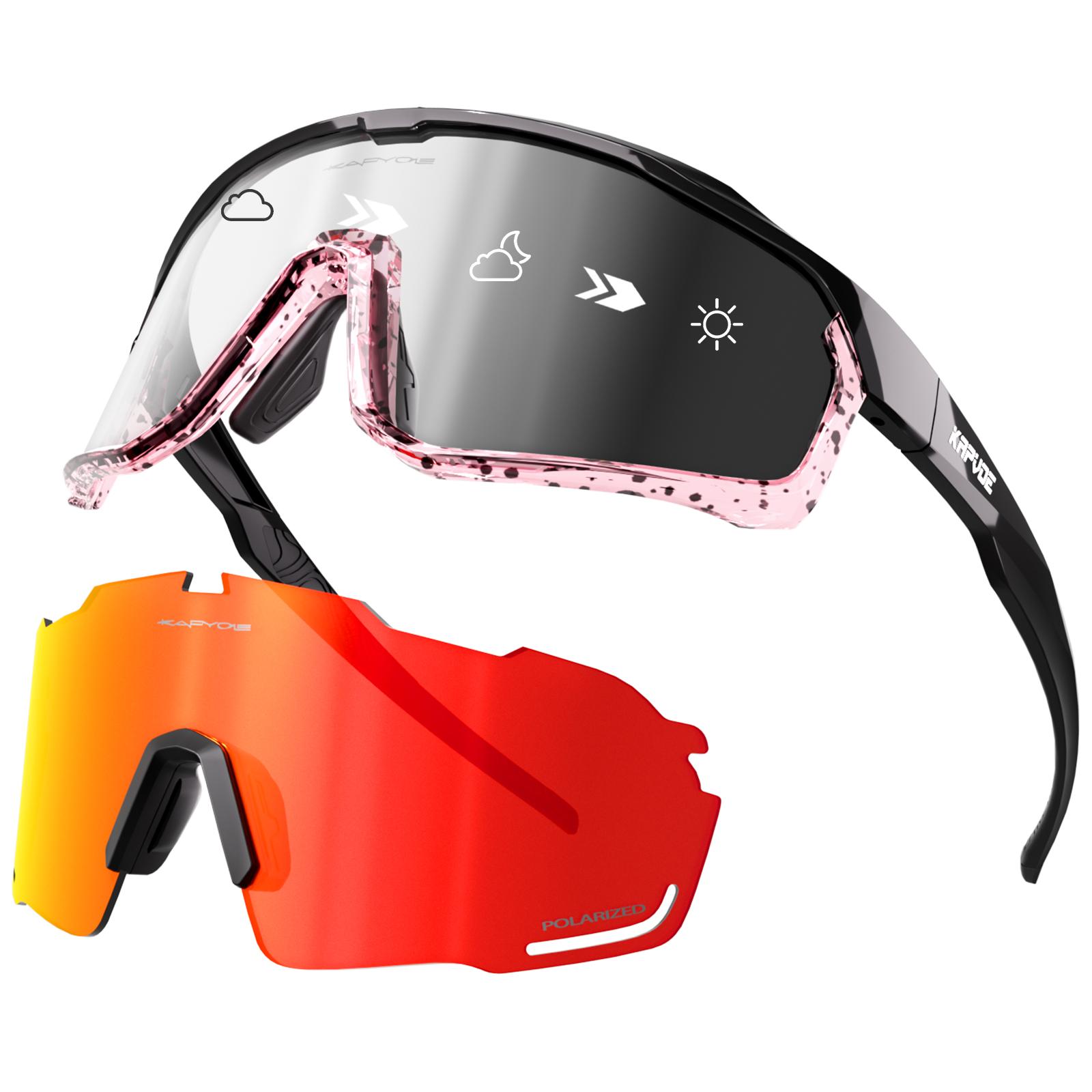 

Kapvoe Photochromic Cycling Glasses for Men MTB Sunglasses Mountain Bike Bicycle Eyewear Women Sports Goggles Road Speed Skating Photochromic-2lens