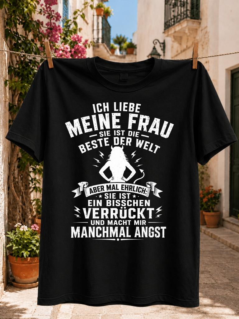 Funny Graphic With Gerunisex Wife Love Quote Unisex Silhouette Devil Tail And Bold Typography Front Unisex All Tshirt