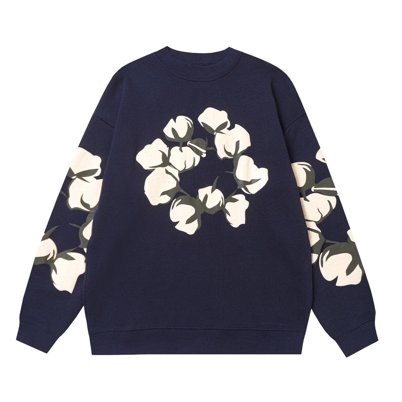 

FlowStreet Loose Fit Long Sleeve Round Neck Cotton Hoodie Street Comfortable Breathable Sweatirt X l темно-синього кольору