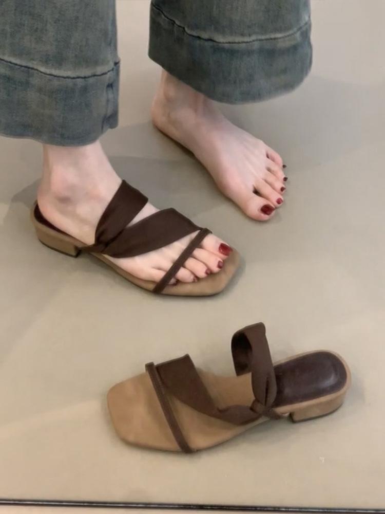Versatile but not tired feet thick heel Roman sandals women's new open-toed high heels French sandals