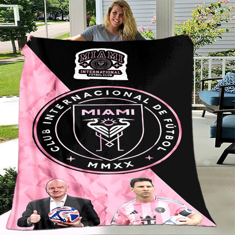 1 Stück Decke - Inter Miami CF Aufdruck, Leichte Decke für Sofa, Bett - Weich & Warm, Geschenk für Alle Jahreszeiten