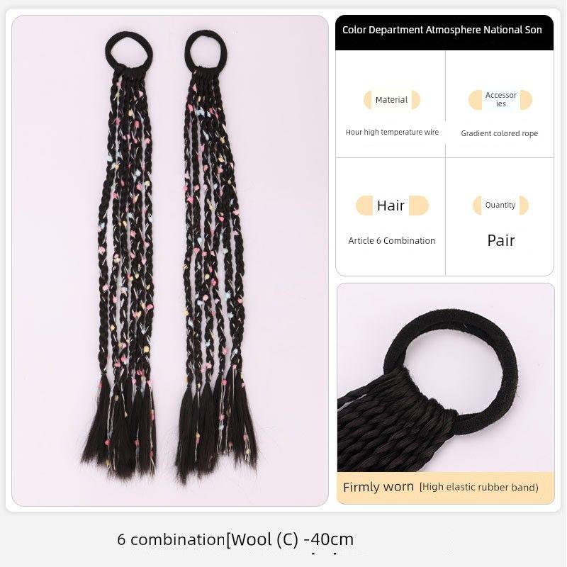 A Pair of Wig Braid Tibetan Ethnic Style Tibetan Headdress Dreadlocks Color Colorful Ropes Easiest for Match Hair Ball Braid Twist Braid