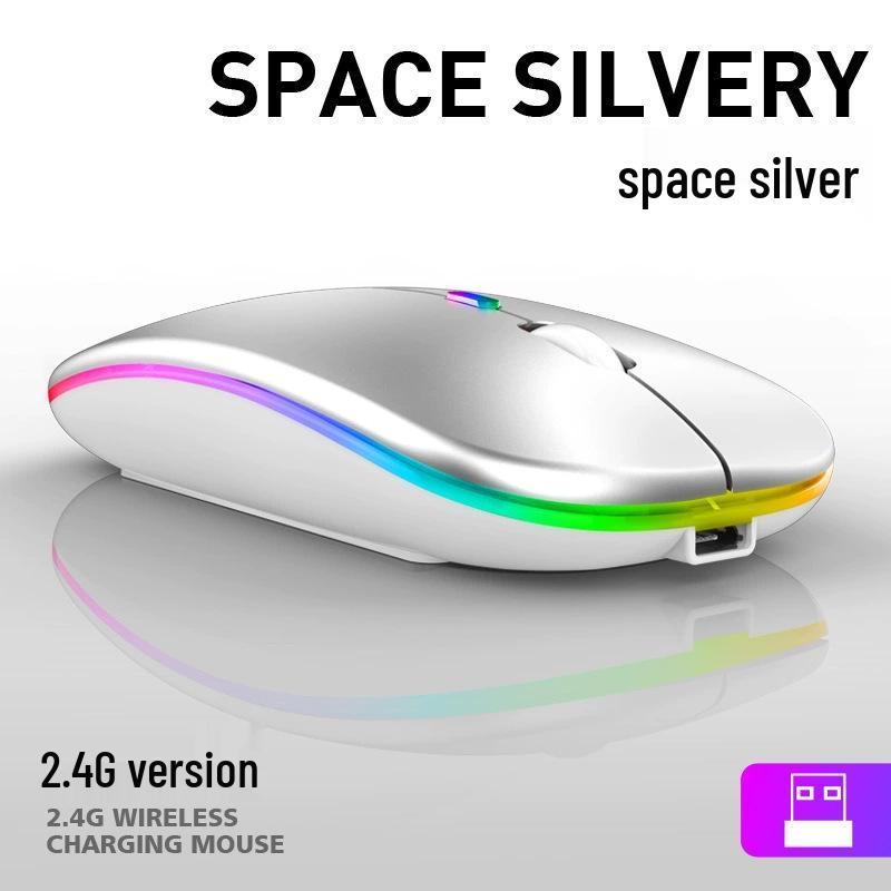 Dual-Mode Ultra-Thin Rechargeable Bluetooth Silent Mouse with Luminous Feature for Office and Tablet Use