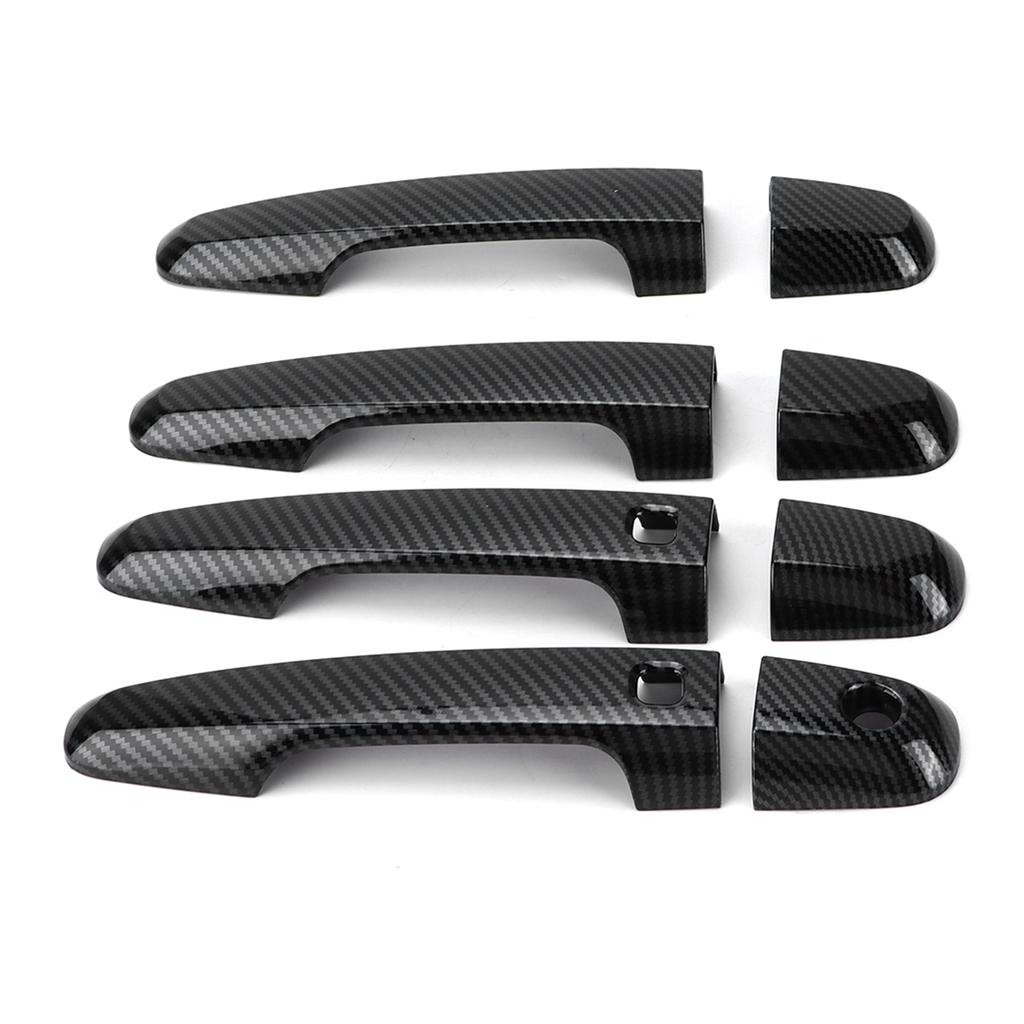 8PCS/Set Car Exterior Door Handle Trim Replacement for Mitsubishi Pajero/Montero/Shogun Sport 2019‑2021Carbon Fiber Style