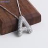 MHS.SUN High Quality Bubble Initial Necklace Letter A-Z Silver Color Zircon 26 Initial Balloon Pendant For Women Men Jewelry