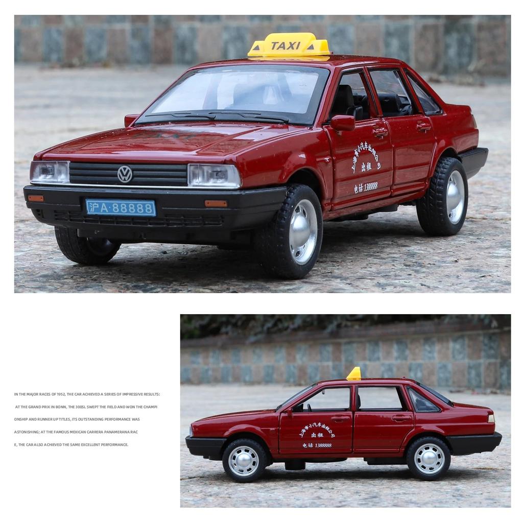 1/32 Volkswagen Santana Taxi Alloy Diecast Model Car Home Decoration Collectibles Miniature High Simulation Vehicle Holiday Gift