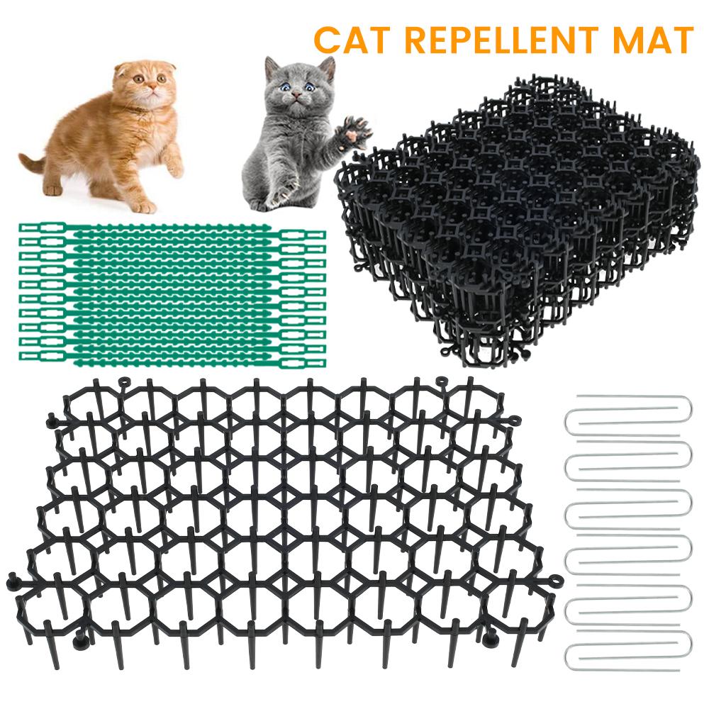 12Pcs Cat Deterrent Scat Spike Mat Anti Cats Dog Network 15.5CM*20CM Repellent Deterrent Mat Spike Portable Anti-Cat Dog Outdoor