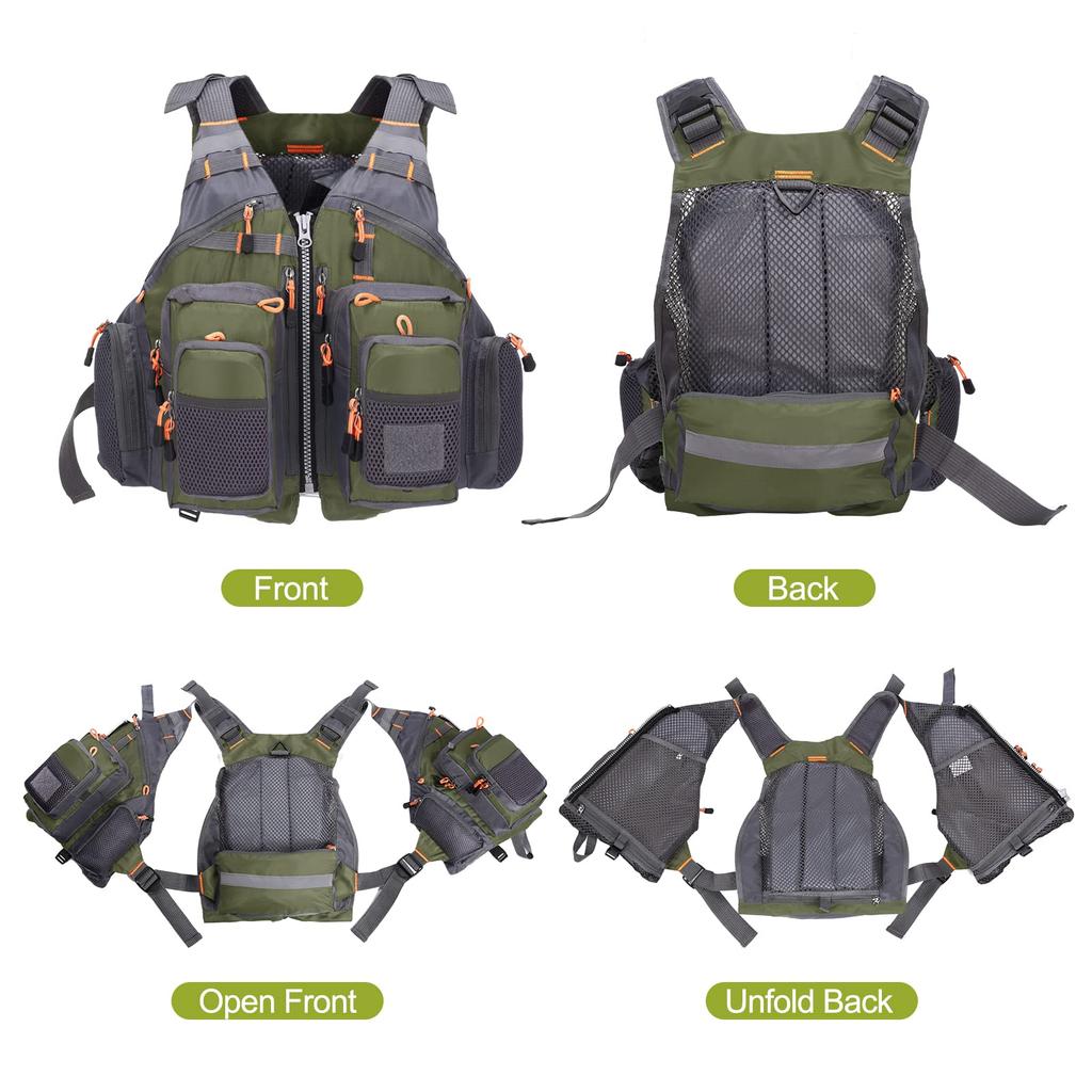 Lixada Fishing Fishing High Good Large Multiple Load Capacity Up To One Size Fits Most Vest, Vest, Jacket, Buoyancy, Breathability, Capacity, Pockets,