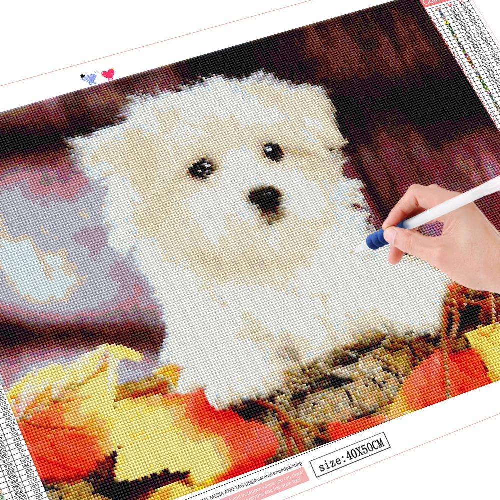 Full Drill Square Diamond Embroidery Kit Dog Handicraft New Arrival Diamond Painting Animal Mosaic Leaf Home Decoration