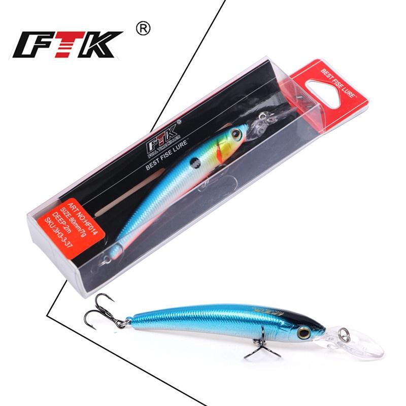 

FTK Рыболовная приманка для окуня Minoow Crankbait Снасти для морской рыбалки Вес 7 г Длина 80 мм Глубина 2 м 001