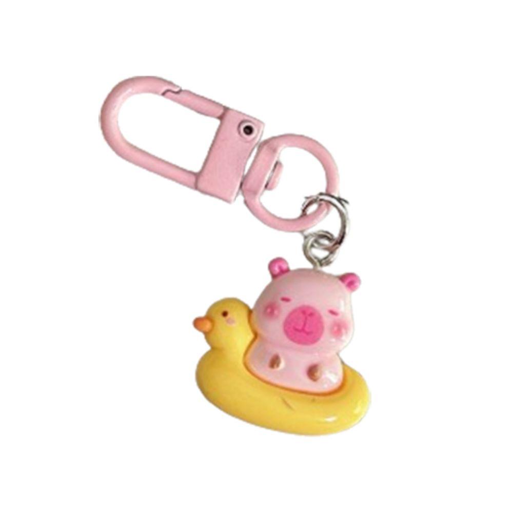 

Creative Pink Capybara Keychain Cute Animal Keyring Hanging Accessory Capybara Bag Hanging Couple Style E