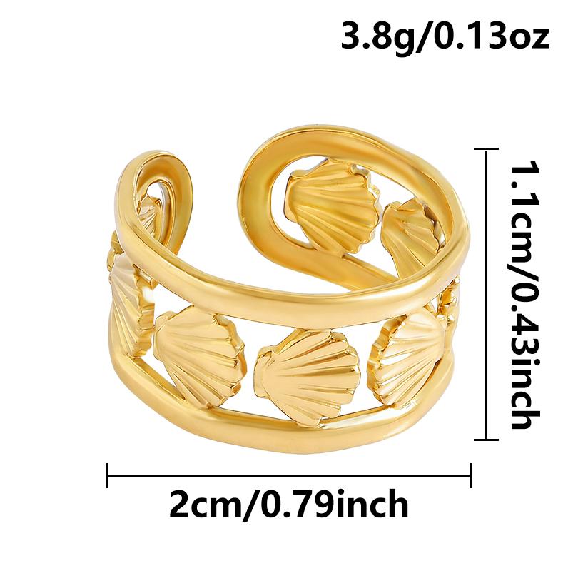Real Gold Plated Sea Animal Ring Open Adjustable Stainless Steel Rings For Women Men Accessories PVD Ocean Beach Jewelry Anillos