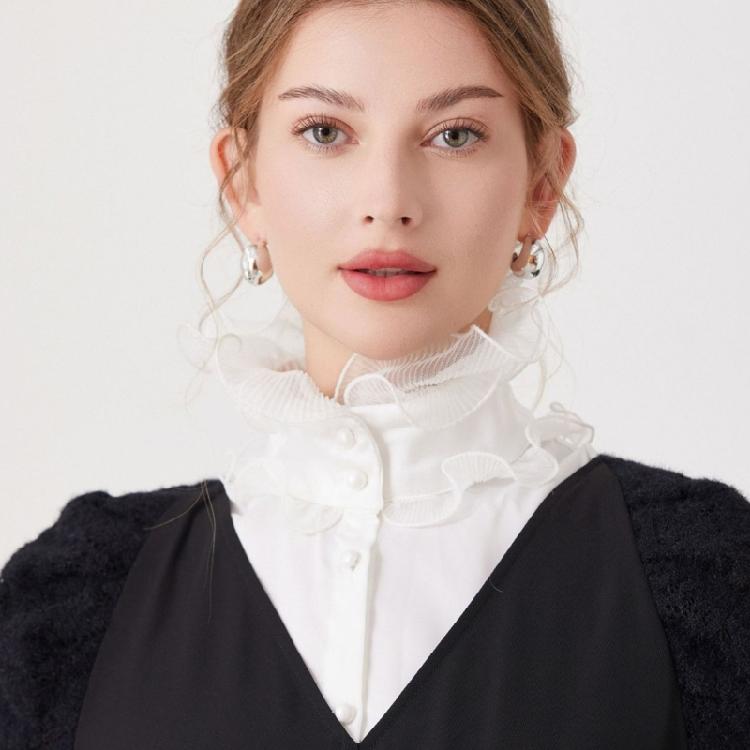 Lace Neckpiece Ruffle Design False Collar Neckwear For Women High Neck Collar Half Shirt Party Wear Fashion Accessories