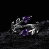 S925 Sterling Silver Natural Topaz Garnet Diopside Amethyst Color Treasure Ring Women'S Double Heart Shape